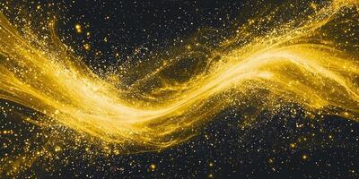 A burst of yellow particles erupts from a glowing center, sending dazzling streams of light and dust outward in a high-energy cosmic explosion, captivating the viewer's imagination. photo