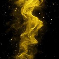Swirling yellow particles gently come together to form a nebula-like structure against a deep black background, radiating a soft, luminous glow that sparks dreams of the cosmos. photo