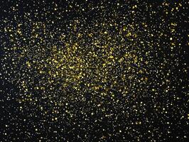 Small yellow dots scatter chaotically across a deep black expanse, their varying intensities evoke a shimmering stardust illusion, reminiscent of a cosmic realm. photo