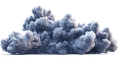 A mesmerizing blue smoke plume twists upward, creating a captivating dance against a clean white background. The dynamic shades blend seamlessly, evoking a sense of beauty and fluid motion. photo
