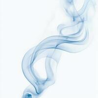 Delicate tendrils of blue smoke rise effortlessly, intertwining in a mesmerizing dance against a clean white backdrop. The soft hues transition beautifully, showcasing an artistic flow. photo