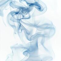 Ethereal wisps of blue smoke dance gently upward, blending soft hues that transition into transparency, evoking a serene and calming experience. photo