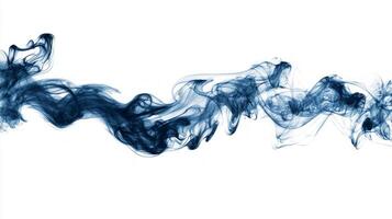 Delicate blue smoke tendrils gracefully ascend, weaving intricate patterns against a bright background. The darker shades transition smoothly to lighter hues, creating a serene visual experience. photo