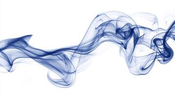 Curling blue smoke tendrils rise softly, blending dark and light hues as they dance upward. Their wisps fade in a gentle flow, evoking a sense of calm and artistic beauty in the air. photo
