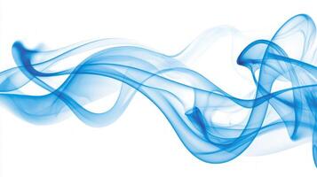 Soft, curling tendrils of blue smoke rise into the air, blending vibrant hues against a clean white backdrop, evoking a sense of fluidity and movement easily admired. photo