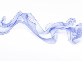 Delicate swirls of blue smoke rise and twist, creating a serene visual dance against a bright white backdrop, with varying transparency and depth to each curl. photo