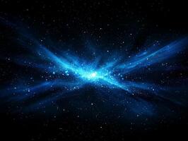 Vivid blue particles burst forth from a central point, sending luminous tendrils into the void. This radiant display captures the essence of cosmic energy and beauty in a captivating manner. photo