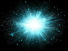 An explosive display of brilliant blue particles bursts forth, illuminating the darkness with its ethereal glow, creating a mesmerizing cosmic spectacle of energy and light. photo
