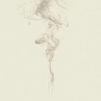 Soft gray smoke billows upward, creating intricate patterns that fade into transparency. The delicate wisps evoke a sense of calm and tranquility in a serene environment. photo