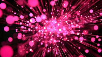 stunning display of pink particles radiates outward, creating an energetic explosion that captivates the viewer with cosmic vibrancy and dynamic movement. photo
