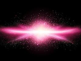 captivating explosion of pink particles bursts forth, forming a luminous sphere of radiant energy, as particles scatter outward in a dynamic display on a black background. photo