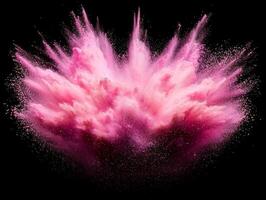 vibrant pink particle explosion radiates energy, forming a luminous sphere as particles burst outward in an enchanting display on a dark background. photo