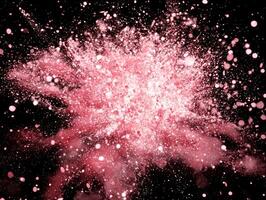 dynamic eruption of pink particles bursts forth from the center, scattering luminosity and creating a mesmerizing wave of energy that fills the darkness. photo