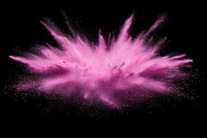 vibrant eruption of pink particles bursts dynamically from the center, scattering glowing dust and trails into the void, evoking a sense of cosmic energy and fascination. photo