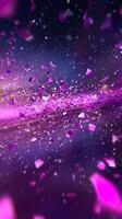 stunning burst of pink particles radiates outward, creating a dynamic display of glowing shards that scatter in all directions, embodying the essence of cosmic energy. photo