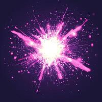 vibrant burst of pink particles explodes outward from a brilliant core against a dark background, creating a mesmerizing display of energy and cosmic beauty. photo