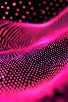 mesmerizing wave of pink dots undulates across a deep black canvas, with blurred particles suggesting fluid motion and glowing edges adding a cosmic allure. photo