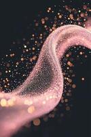 cascade of pink dots undulates smoothly against a deep black canvas, their glowing edges hinting at movement, creating a dynamic cosmic ambience that captivates the senses. photo