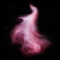 mesmerizing display of swirling pink particles forms a nebula in a dark void, glowing softly to create an ethereal and otherworldly atmosphere that captivates the imagination. photo
