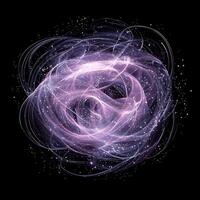 mesmerizing display of swirling pink particles forms a celestial nebula, softly glowing in the darkness, evoking a sense of wonder and cosmic beauty. photo