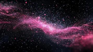 Gleaming pink dots float like distant stars against the dark backdrop, pulsating with light and forming a serene, cosmic wave that captivates the imagination. photo