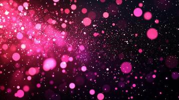 In a vast black expanse, vibrant pink dots shimmer like distant stars, scattered in a celestial dance. The glowing particles evoke a tranquil yet dynamic cosmic landscape, inviting wonder. photo