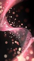 stunning abstraction forms as vibrant pink particles swirl and glow brightly at the center. This cosmic vortex creates a captivating flow of dynamic energy against a deep black backdrop. photo