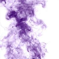 Violet smoke gracefully ascends, its wisps dancing softly against a white background. The intricate details create a dreamy and surreal atmosphere, evoking a sense of tranquility. photo