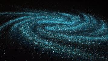 A captivating arrangement of turquoise dots swirls gracefully against a black canvas, emitting a soft glow that evokes a sense of cosmic wonder and minimalism. photo