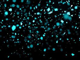 Small turquoise dots scatter chaotically across a dark background, glowing at varying intensities, creating an enchanting stardust effect reminiscent of the cosmos. photo