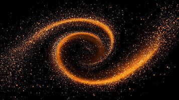 Warm orange particles swirl gracefully in a captivating spiral, contrasting beautifully against the dark backdrop, evoking a sense of cosmic wonder and tranquility. photo