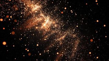 captivating display of luminous orange dots forms intricate constellations that evoke a cosmic wonder, shimmering against an expansive black space. photo