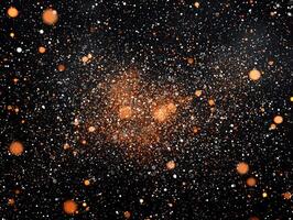 mesmerizing display of small orange dots glimmering at various intensities across a dark canvas, evoking the essence of stardust in a captivating minimalist style. photo