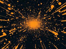 explosion of vibrant orange particles extends energetically from a central point, illuminating the dark canvas with a sense of movement and power. photo