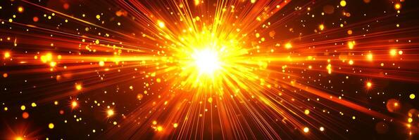 stunning display of fiery orange particles erupts, radiating energy and scattering outward in a dazzling cosmic burst, captivating the viewer with its brilliance and motion. photo