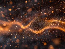 stunning explosion of orange particles radiates outward from the center, creating a wave of energy that glows brightly against the darkness, evoking cosmic wonder and agility. photo