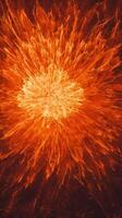 dynamic burst of orange particles radiates outward, forming a mesmerizing wave of fiery particles scattered from a glowing center, evoking a cosmic explosion. photo