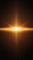 brilliant display of orange particles bursts forth, radiating energy as fiery waves scatter from the center, creating a mesmerizing cosmic effect filled with dynamism. photo