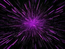 explosion of purple particles bursts forth, forming a glowing sphere of energy that scatters radiantly into the darkness, evoking a cosmic wonder. photo