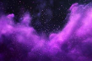 breathtaking eruption of purple particles bursts outward, creating a vivid spectacle against the blackness. Glowing dust trails and dynamic dispersals bring energy to this stunning cosmic event. photo