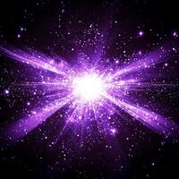 stunning display of energy unfolds as a vivid purple explosion bursts forth, sending particles radiating outward from a brilliant central core in an awe-inspiring cosmic event. photo