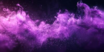 Witness a mesmerizing burst of purple particles shooting outward, radiating a bright glowing core that creates a wave of vibrant light in a cosmic dance of energy and color. photo