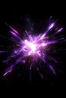 stunning purple explosion of particles bursts forth, sending glowing dust and radiant trails spinning outward, evoking a sense of cosmic energy and dynamic beauty. photo