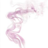 Soft pink hues blend and fade into transparency as wisps of smoke ascend, creating an intricate dance of color and form against a white backdrop. photo