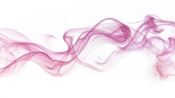 Curling and twisting, the vibrant pink smoke flows elegantly upward, creating soft, ethereal forms that dance against a clean white background, enchanting the senses with rich hues. photo