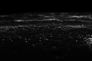 This captivating artwork features a scattering of tiny silver dots across a deep black canvas, interlinked by glowing lines that evoke the enchanting beauty of a starry night. photo