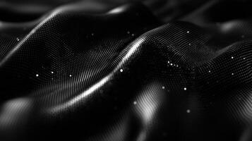 A mesmerizing swirl of silver dots illuminates a black background, showcasing a cosmic theme with varying sizes and brightness in a minimalistic style. photo
