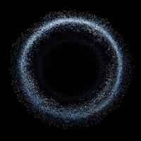 A mesmerizing arrangement of glowing silver particles forms a dreamlike nebula against the darkness, radiating an ethereal beauty and cosmic wonder in the void. photo