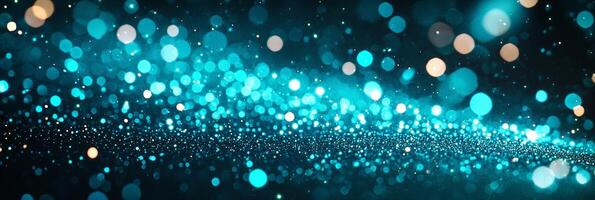 A mesmerizing display of blue particles weaves intricate geometric patterns on a black canvas, illuminated by glowing lines that evoke a futuristic ambiance. photo