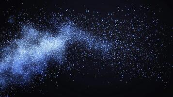 Glowing blue particles scatter across a dark expanse, creating an ethereal cosmos. The minimalist design highlights the beauty of deep space with a cosmic feel. photo